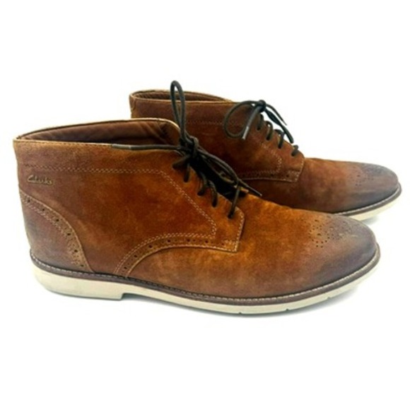 CLARKS Boots Men's 13 Raspin‎ Limit Tobacco Brown Suede Leather #26103203